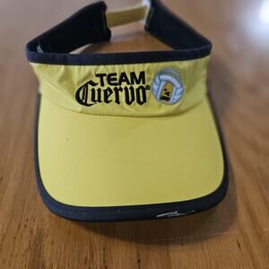 Team Cuervo Hat‎ Visor Strap Back Yellow Black AVP Pro Beach Volleyball Mens